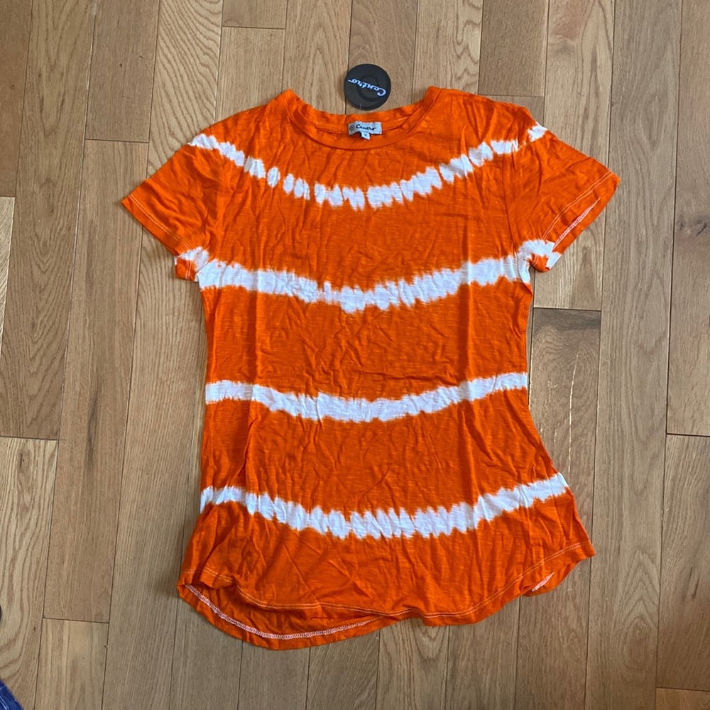 Orange tie dye knit tee